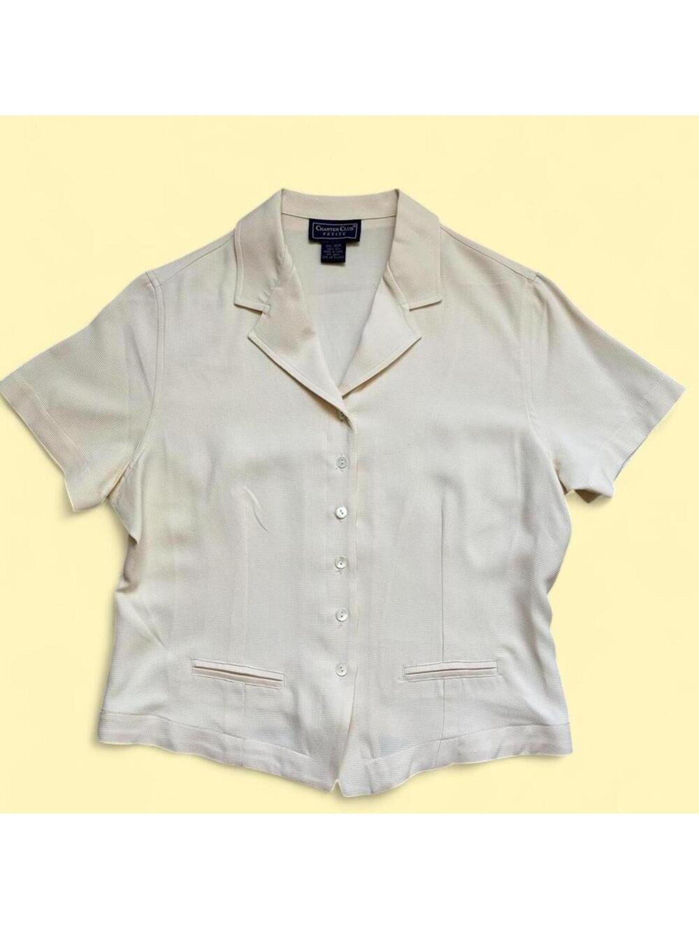 Vintage Y2K Charter Club 100% Silk Ivory Blouse | Quiet Luxury Old Money